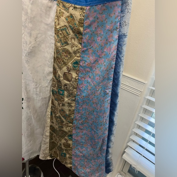 Boho Patchwork Reversible Wrap Skirt โ 100% Rayon โ Made in India - Picture 3 of 13